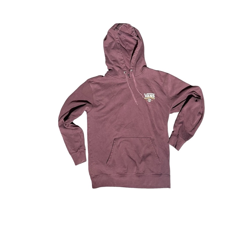 Vans Men's Hoodie Sweatshirt Medium Maroon Pullover Off The Wall Logo - Picture 2 of 7